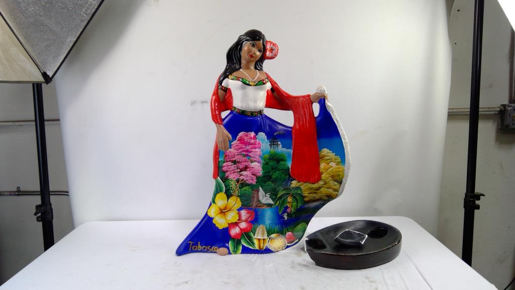 Woman With Red Flower In Hair Statue