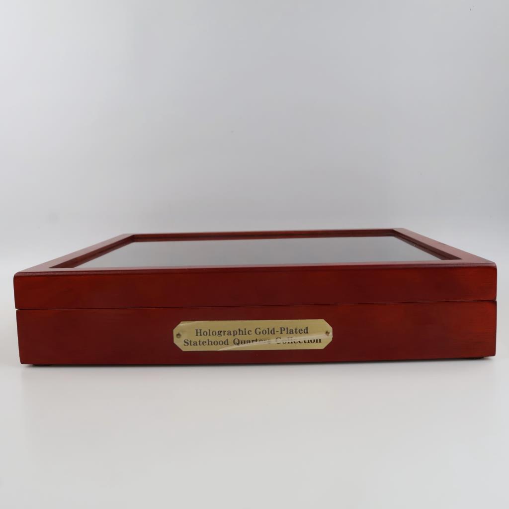 Wooden Statehood Quarter Collection Hinge Display Case