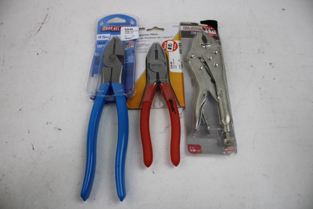 Woods, Channel Lock, Lisle, Tool Bench, Powerbuilt Pliers, 5 Pieces
