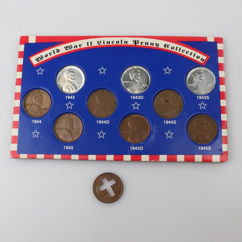 World War II Lincoln Penny Collection, 10 Pieces Property Room