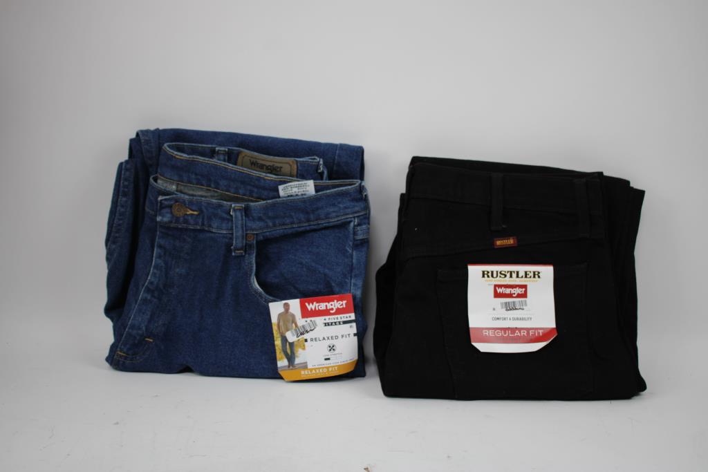 Wrangler Denim Jeans 36x32, And Black Rustler Regular Fit Jeans 36x30, 2 Pieces