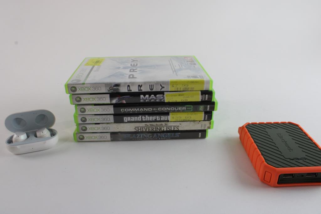 Xbox 360 Games, Earbuds & More, 5+ Pieces Property Room