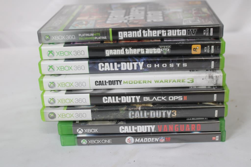 Xbox 360, Xbox One Video Games Lot - Grand Theft Auto, Call Of Duty, And More, 8 Pieces