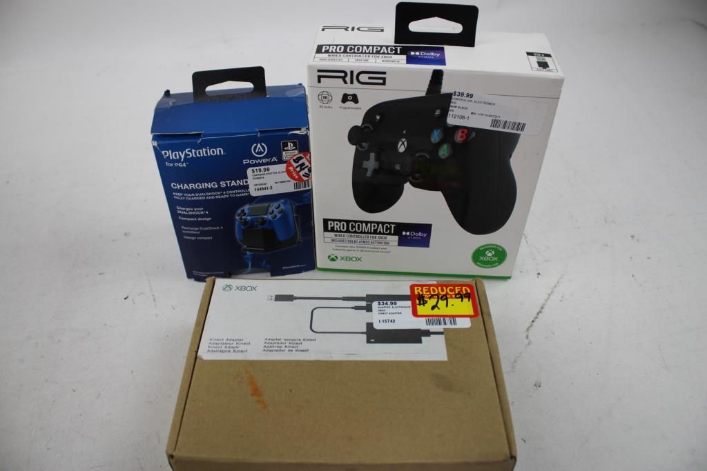 Xbox Kinect Adapter, Xbox Vertical Stand, PS4 Charging Stand, And More, 9 Pieces