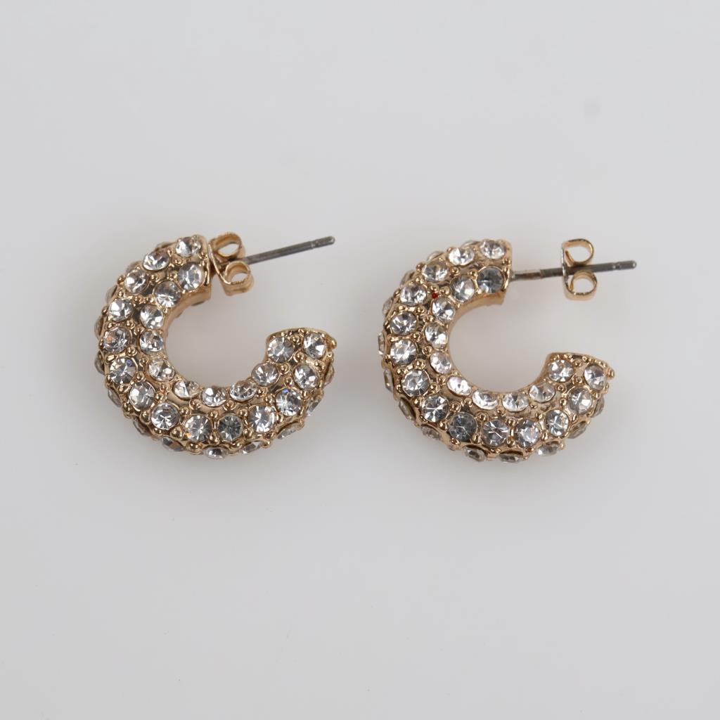 Yellow Metal Clear Stone Fashion Earrings