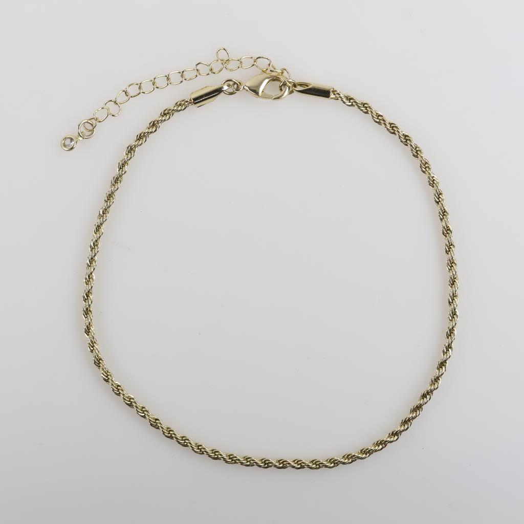 Yellow Metal Rope Chain Fashion Anklet