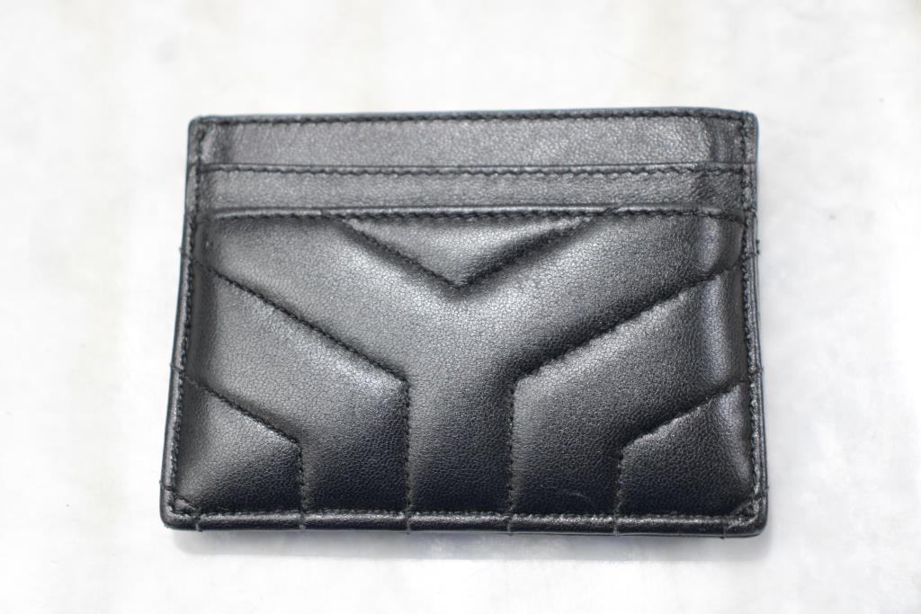 YSL Black Leather Wallet With Silver Logo Hardware Property Room
