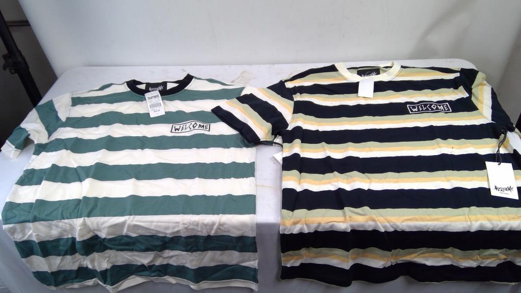 Zumiez 'Welcome' Striped T-Shirts, Large, 2 Pieces