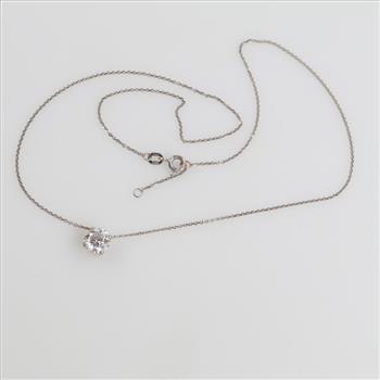 14kt White Gold Diamond Pendant With 14kt White Gold Necklace