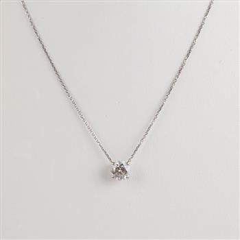 14kt White Gold Diamond Pendant With 14kt White Gold Necklace