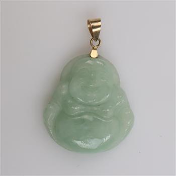 Jadeite Buddha Pendant 14kt Gold Bail