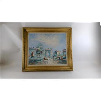 Oil Painting European Street Scene