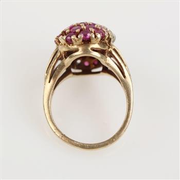 0.21ct TW Diamond Ruby 10kt Gold Dome Ring - Evaluated By Our Certified Gemologist-AGS/GIA