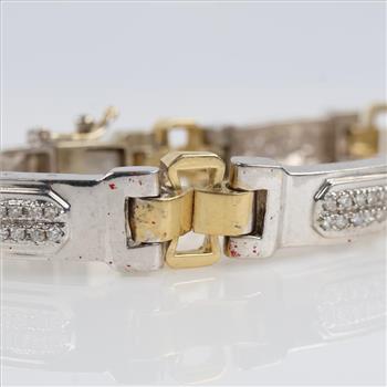 0.24ct TW Diamond 14kt Two Tone Gold Bracelet-Evaluated By Our Certified Gemologist-AGS/GIA