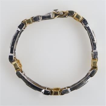 0.24ct TW Diamond 14kt Two Tone Gold Bracelet-Evaluated By Our Certified Gemologist-AGS/GIA