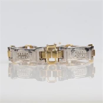 0.24ct TW Diamond 14kt Two Tone Gold Bracelet-Evaluated By Our Certified Gemologist-AGS/GIA