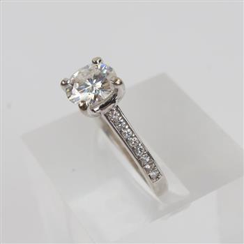 0.32ctTW Diamond Moissanite 18kt White Gold Ring-Evaluated By Our Certified Gemologist-AGS/GIA