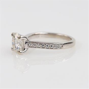 0.32ctTW Diamond Moissanite 18kt White Gold Ring-Evaluated By Our Certified Gemologist-AGS/GIA