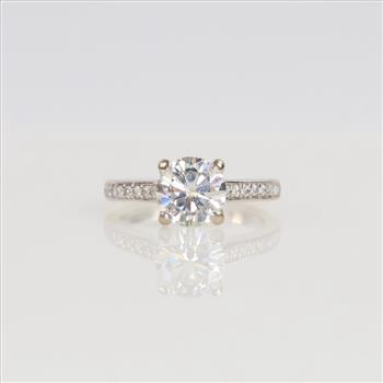 0.32ctTW Diamond Moissanite 18kt White Gold Ring-Evaluated By Our Certified Gemologist-AGS/GIA