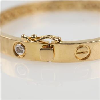 0.36ct TW Diamond 14kt Gold Bangle Bracelet-Evaluated By Our Certified Gemologist-AGS/GIA