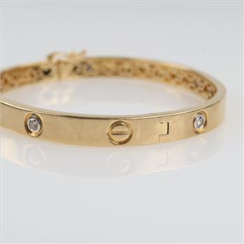 0.36ct TW Diamond 14kt Gold Bangle Bracelet-Evaluated By Our Certified Gemologist-AGS/GIA