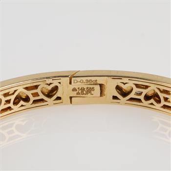 0.36ct TW Diamond 14kt Gold Bangle Bracelet-Evaluated By Our Certified Gemologist-AGS/GIA