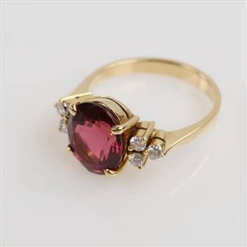 0.36ct TW Diamond 18kt Gold Tourmaline Stone Ring -Evaluated By Our Certified Gemologist-AGS/GIA