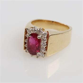 0.42ct TW Diamond 14kt Gold Ruby Ring