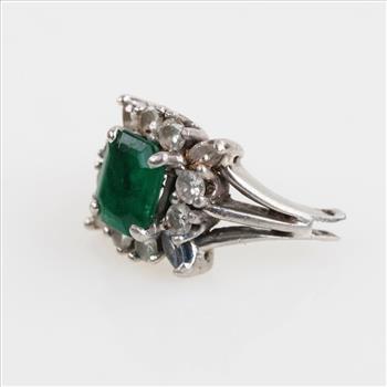 0.48ct TW Diamond And Emerald Platinum Ring Head -Evaluated By Our Certified Gemologist - AGS / GIA