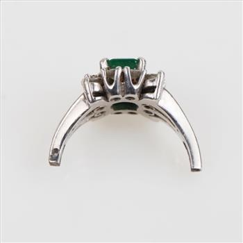 0.48ct TW Diamond And Emerald Platinum Ring Head -Evaluated By Our Certified Gemologist - AGS / GIA