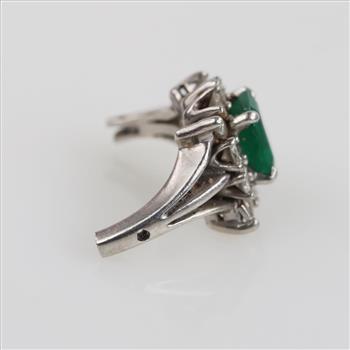 0.48ct TW Diamond And Emerald Platinum Ring Head -Evaluated By Our Certified Gemologist - AGS / GIA