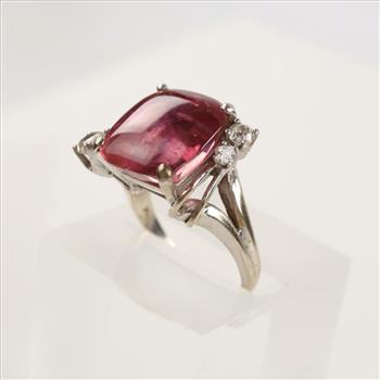 0.52ct TW Diamond And Tourmaline 14kt White Gold Ring-Evaluated By Our Certified Gemologist-AGS/GIA