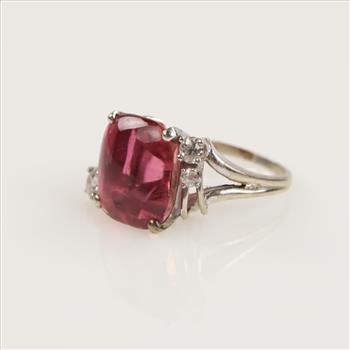 0.52ct TW Diamond And Tourmaline 14kt White Gold Ring-Evaluated By Our Certified Gemologist-AGS/GIA