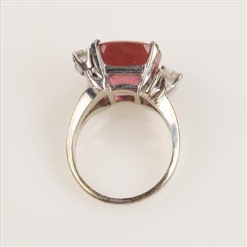 0.52ct TW Diamond And Tourmaline 14kt White Gold Ring-Evaluated By Our Certified Gemologist-AGS/GIA