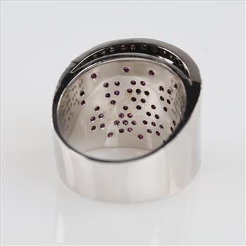 0.59ct TW Diamond Ruby 18kt White Gold Tapered Ring-Evaluated By Our Certified Gemologist-AGS/GIA