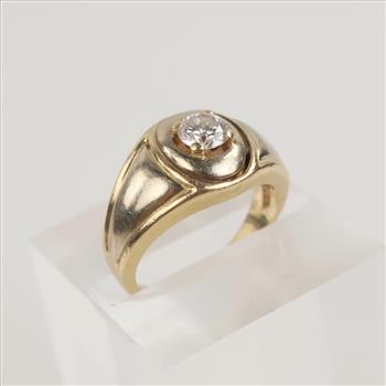 0.60ct TW Diamond 14kt Gold Signet Ring-Evaluated By Our Certified Gemologist-AGS/GIA