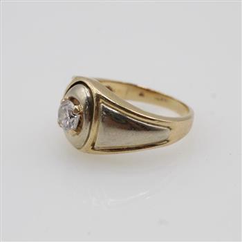 0.60ct TW Diamond 14kt Gold Signet Ring-Evaluated By Our Certified Gemologist-AGS/GIA