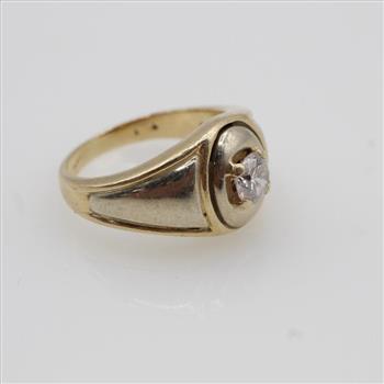 0.60ct TW Diamond 14kt Gold Signet Ring-Evaluated By Our Certified Gemologist-AGS/GIA