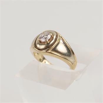 0.60ct TW Diamond 14kt Gold Signet Ring-Evaluated By Our Certified Gemologist-AGS/GIA