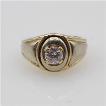 0.60ct TW Diamond 14kt Gold Signet Ring-Evaluated By Our Certified Gemologist-AGS/GIA