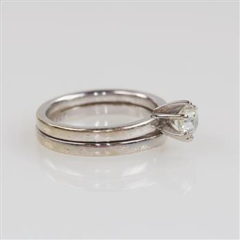 0.60ct TW Diamond 14kt White Gold Bridal Set -Evaluated By Our Certified Gemologist-AGS/GIA