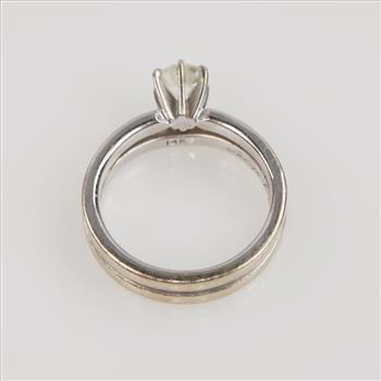 0.60ct TW Diamond 14kt White Gold Bridal Set -Evaluated By Our Certified Gemologist-AGS/GIA