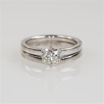 0.60ct TW Diamond 14kt White Gold Bridal Set -Evaluated By Our Certified Gemologist-AGS/GIA