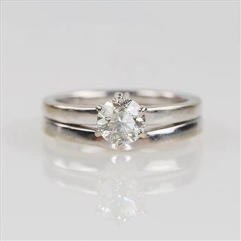 0.60ct TW Diamond 14kt White Gold Bridal Set -Evaluated By Our Certified Gemologist-AGS/GIA