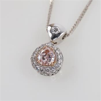 0.71ct TW Diamond 14kt Gold Two-tone Pendant Necklace-Evaluated By Our Certified Gemologist-AGS/GIA