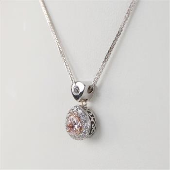 0.71ct TW Diamond 14kt Gold Two-tone Pendant Necklace-Evaluated By Our Certified Gemologist-AGS/GIA