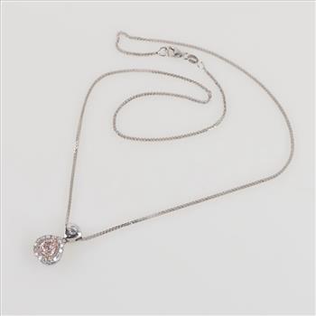 0.71ct TW Diamond 14kt Gold Two-tone Pendant Necklace-Evaluated By Our Certified Gemologist-AGS/GIA