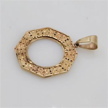 0.72ctTW Diamond And Blue Sapphire 10kt Gold Disc Pendant-Evaluated By Certified Gemologist-AGS/GIA