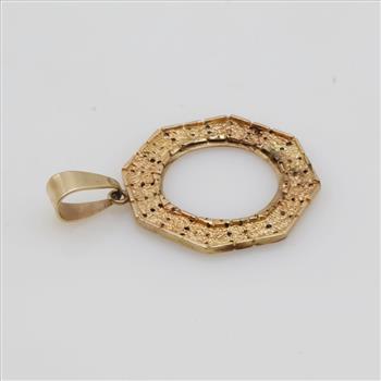 0.72ctTW Diamond And Blue Sapphire 10kt Gold Disc Pendant-Evaluated By Certified Gemologist-AGS/GIA