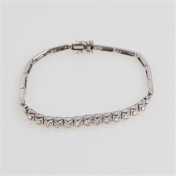 0.78ct TW Diamond 14kt White Gold Bracelet-Evaluated By Our Certified Gemologist-AGS/GIA
